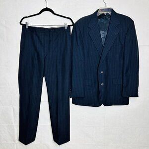 Hardwick Clothes 2-Piece Suit 40R 32X30 Navy Pinstripe Wool Two Button Vintage